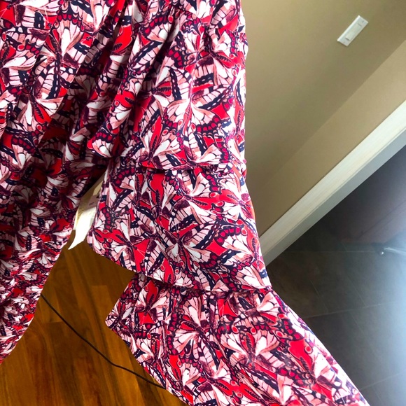 Happy X Nature Kate Hudson butterfly print ruffled and tiered maxi dress, L, NWT - Picture 2 of 4